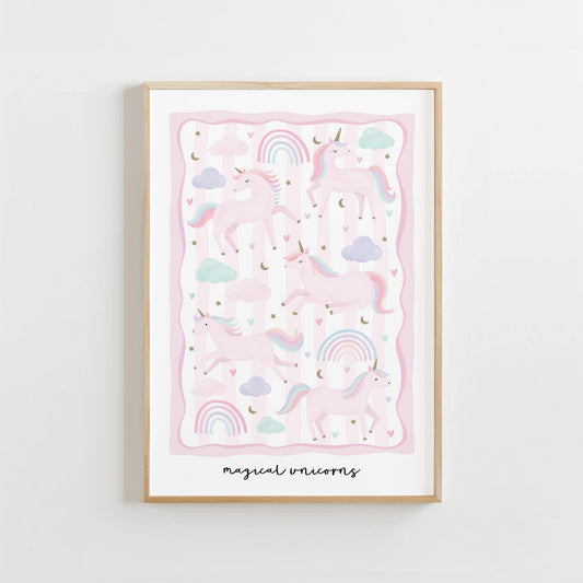Unicorn Friends - Pink | Unframed - Mini Chateau