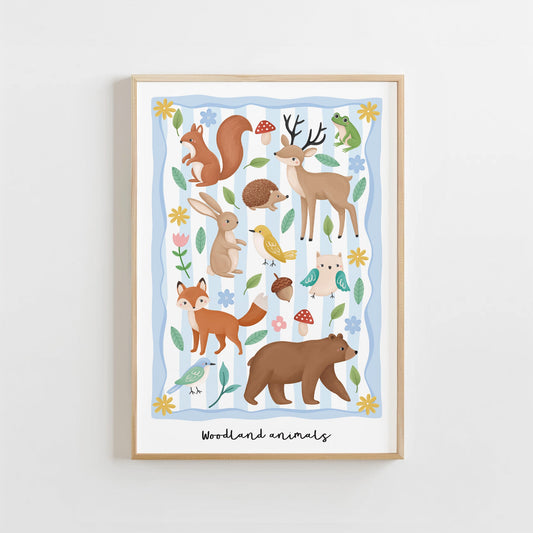 Woodland Animals - Blue | Unframed - Mini Chateau