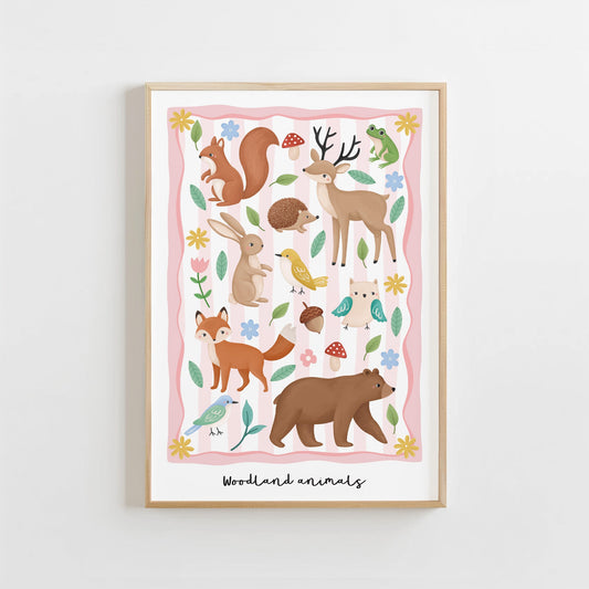 Woodland Animals - Pink | Unframed - Mini Chateau