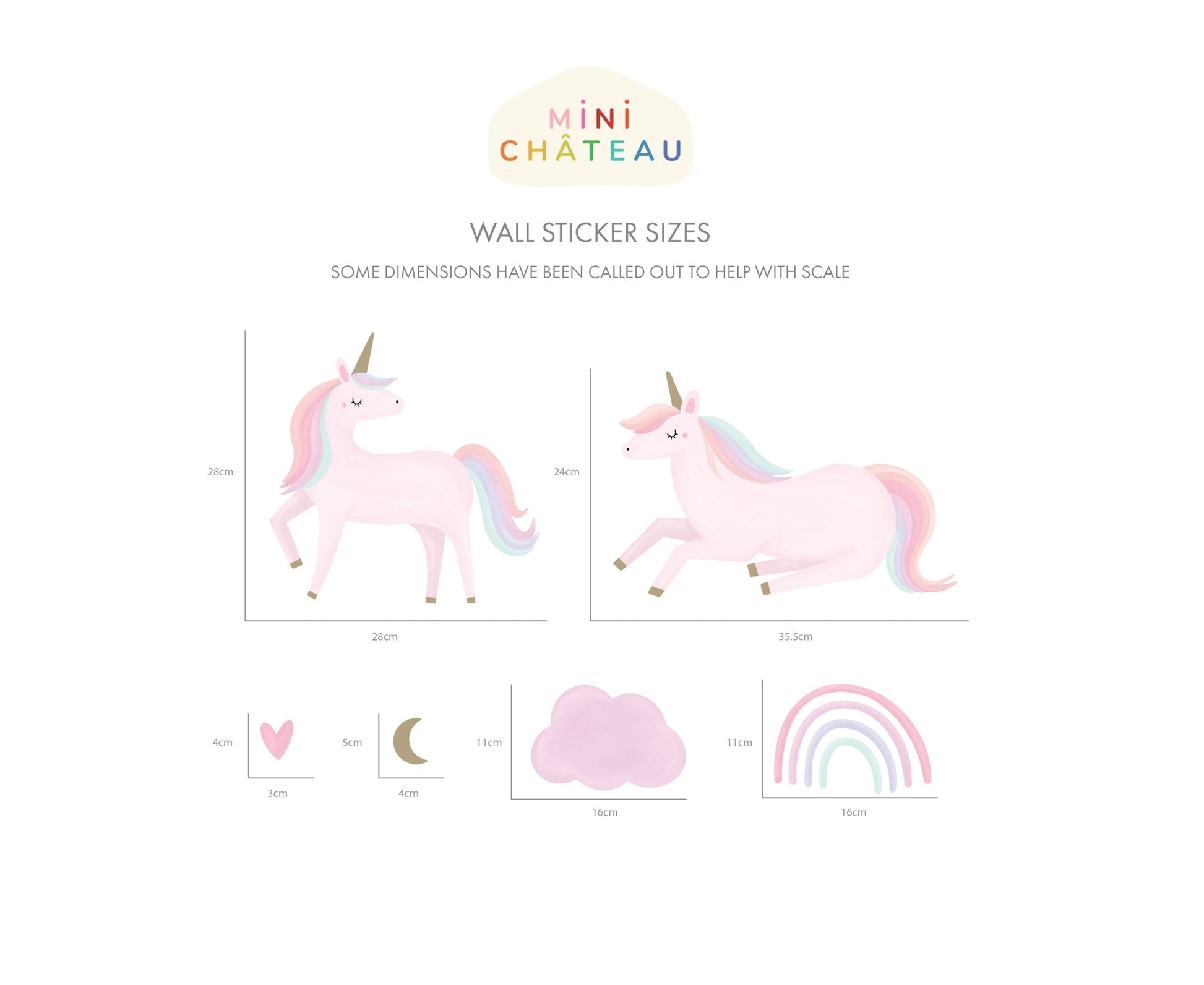 Pastel Unicorn Wall Stickers - Mini Chateau