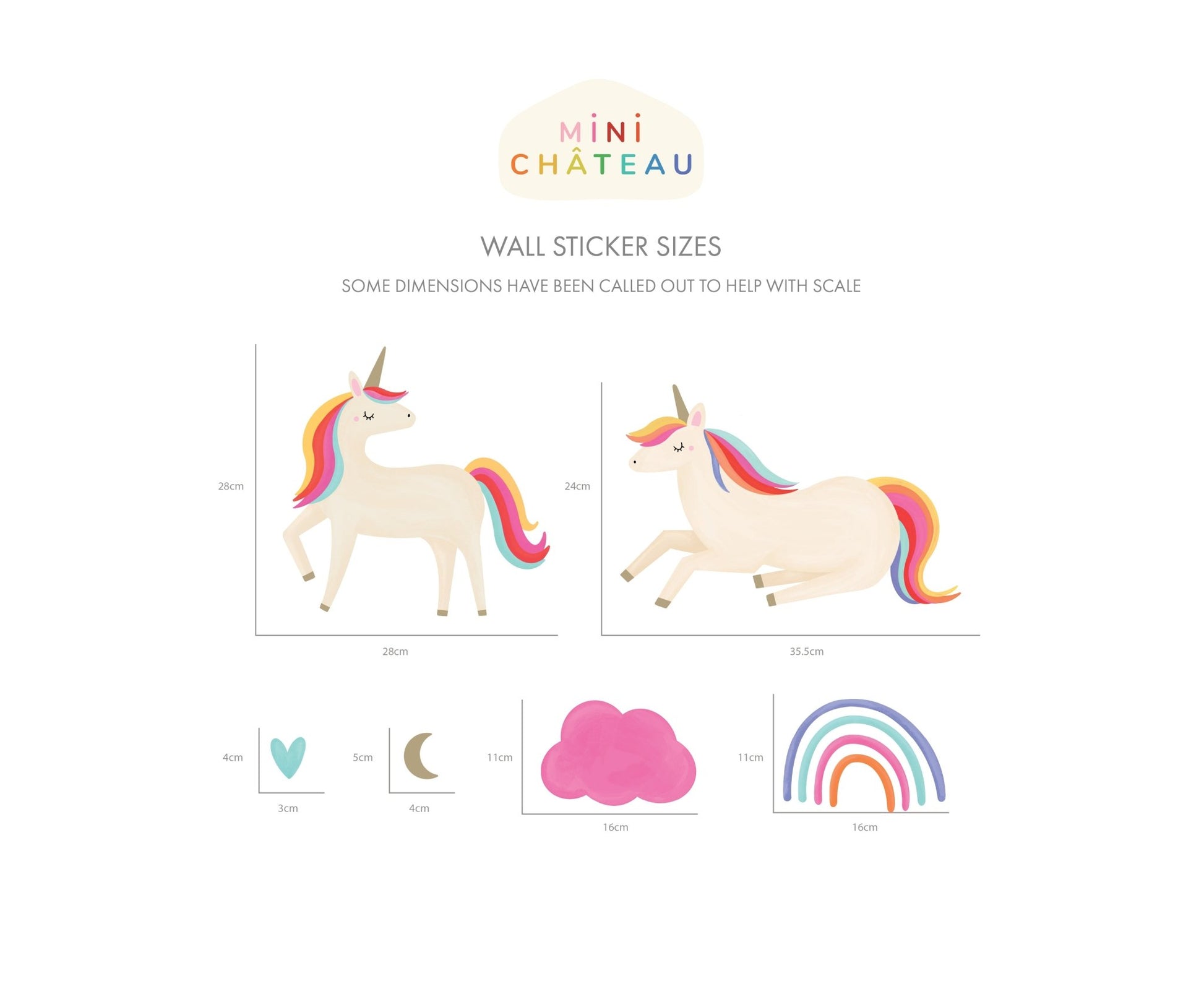 Rainbow Unicorn Wall Stickers - Mini Chateau
