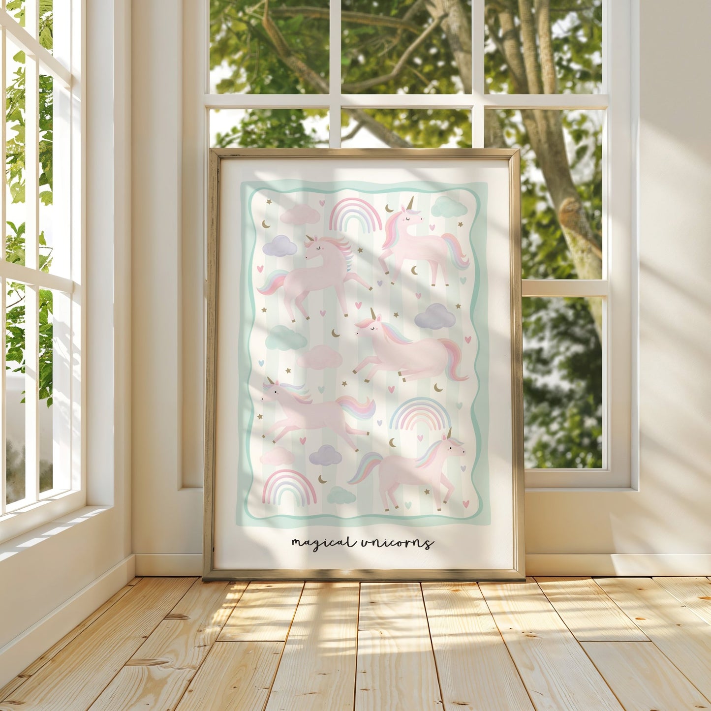 Unicorn Friends - Green | Unframed - Mini Chateau