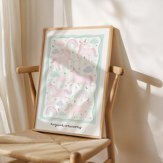 Unicorn Friends - Green | Unframed - Mini Chateau