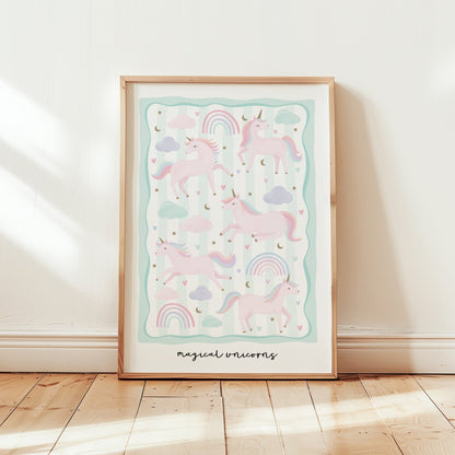 Unicorn Friends - Green | Unframed - Mini Chateau