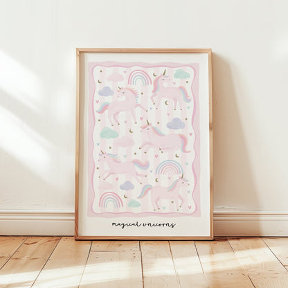 Unicorn Friends - Pink | Unframed - Mini Chateau