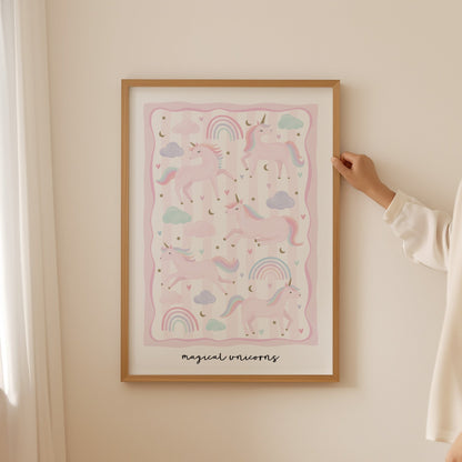 Unicorn Friends - Pink | Unframed - Mini Chateau