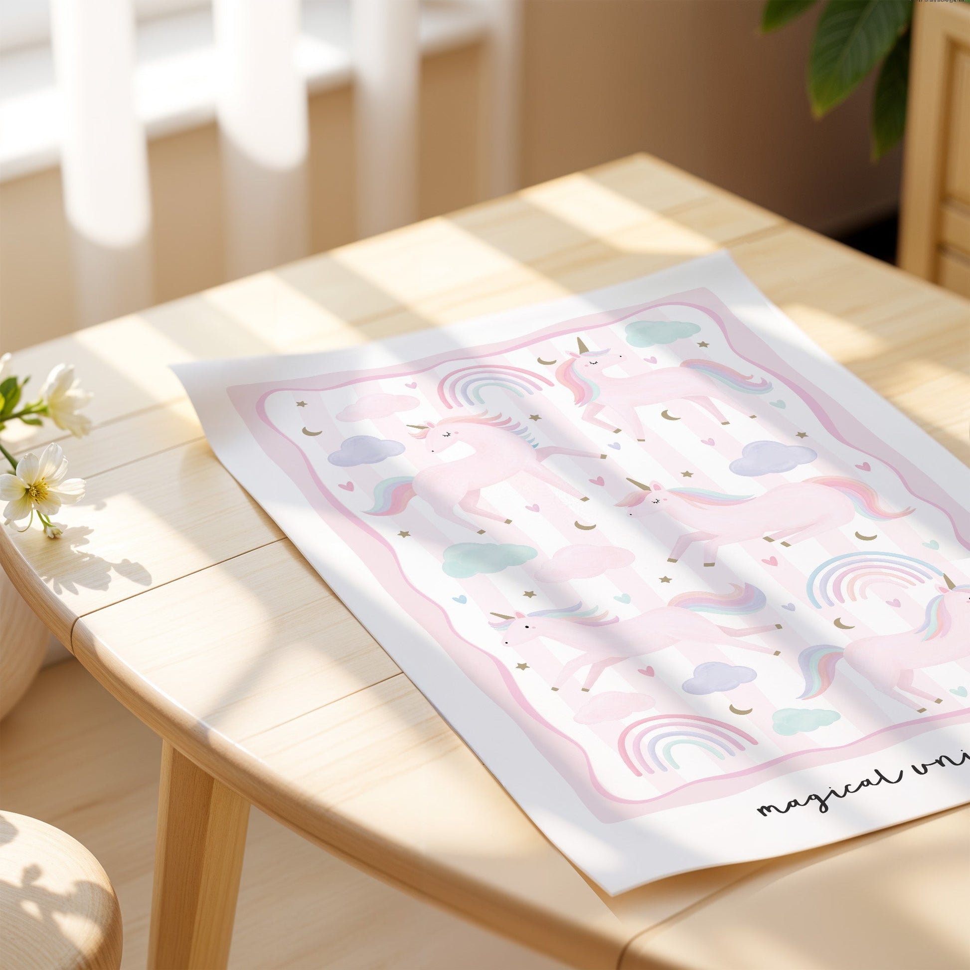 Unicorn Friends - Pink | Unframed - Mini Chateau