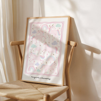 Unicorn Friends - Pink | Unframed - Mini Chateau