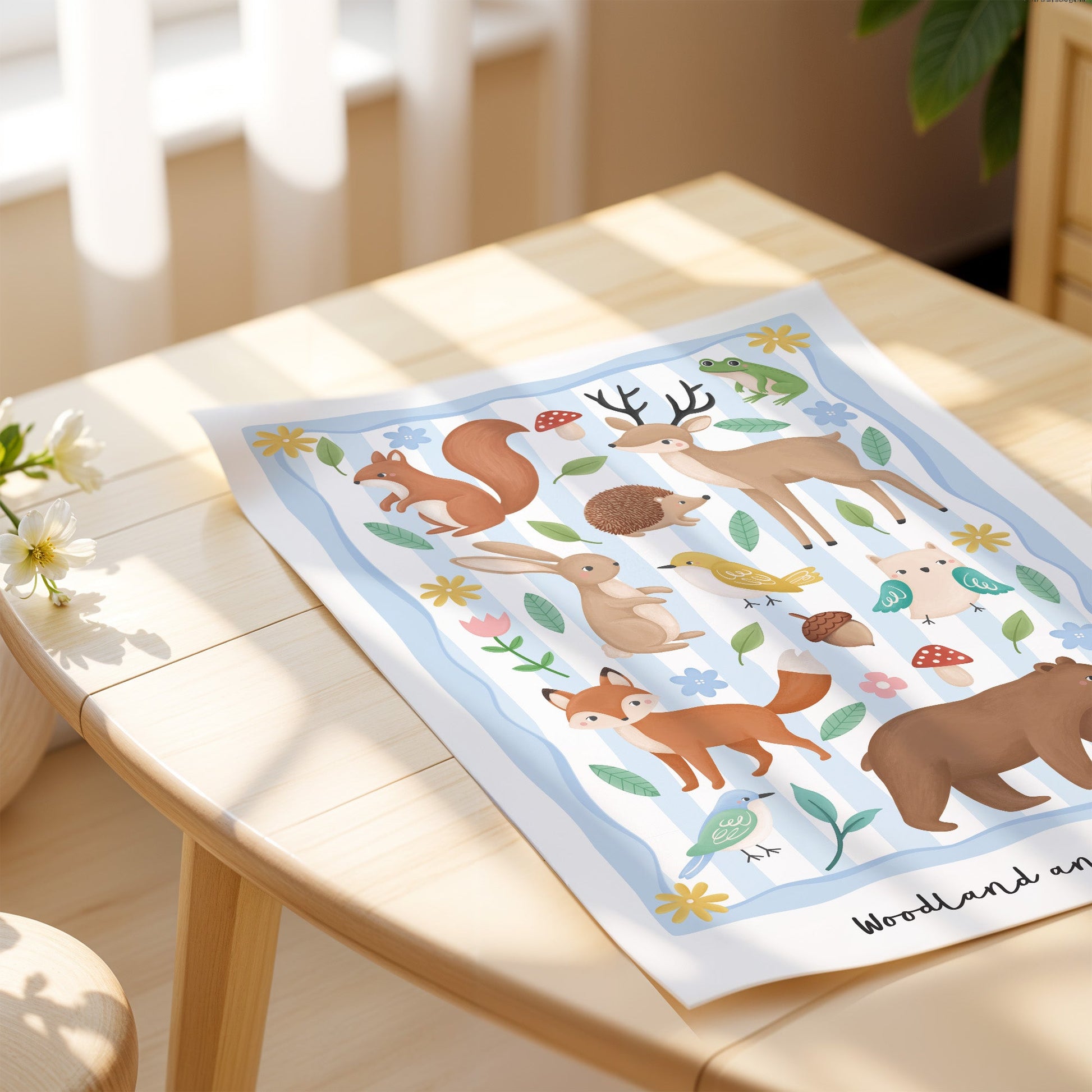 Woodland Animals - Blue | Unframed - Mini Chateau