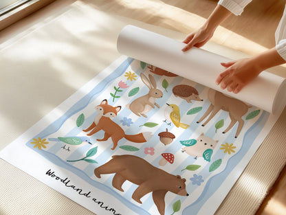 Woodland Animals - Blue | Unframed - Mini Chateau