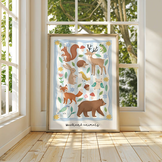 Woodland Animals - Blue | Unframed - Mini Chateau