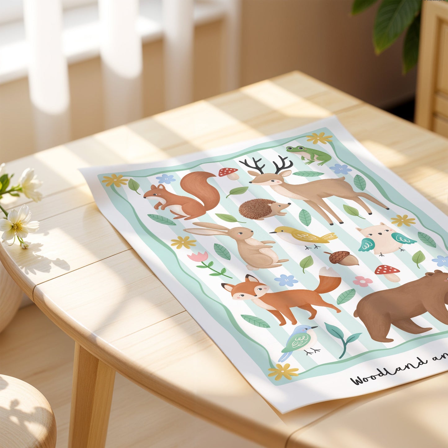 Woodland Animals - Green | Unframed - Mini Chateau