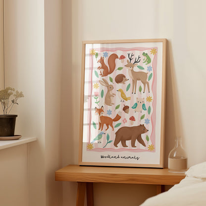 Woodland Animals - Pink | Unframed - Mini Chateau