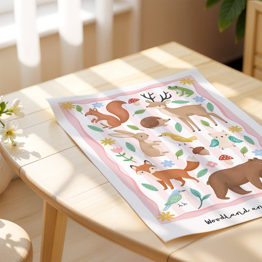 Woodland Animals - Pink | Unframed - Mini Chateau