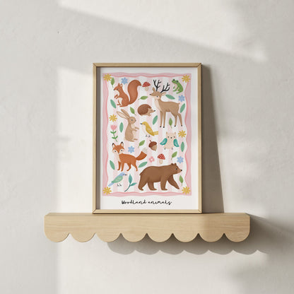 Woodland Animals - Pink | Unframed - Mini Chateau